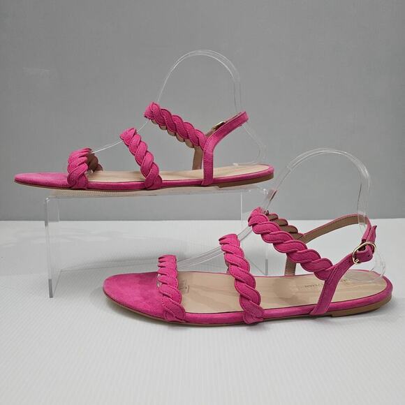 NEW Stuart Weitzman Twistie Sandal Flat Braided Strappy Pink Suede Size 10 - Picture 2 of 12